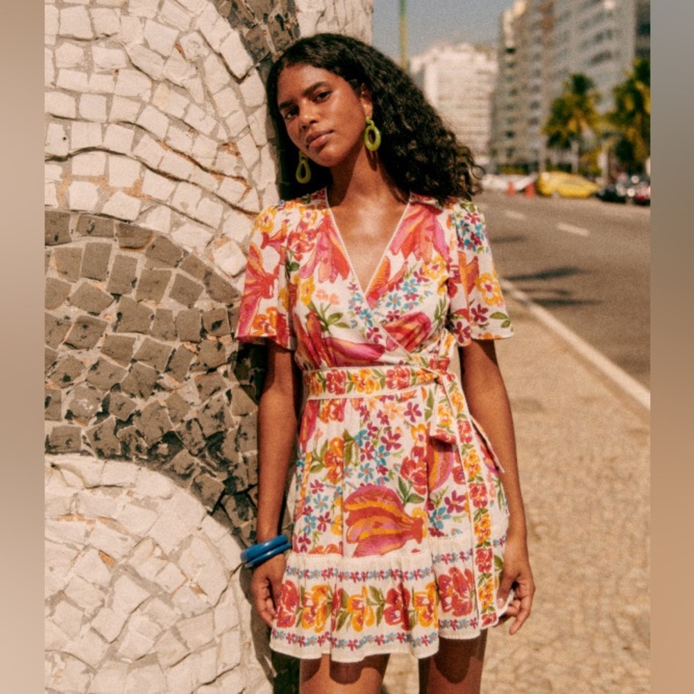 Sezane Farm Rio Kalhia Floral Wrap Dress
